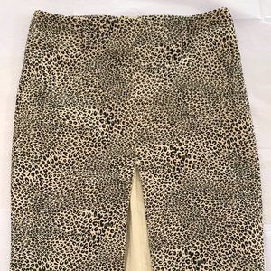 Made in Italy Leopard Print Velvet Pencil Skirt Front Slit, IT Size 42, US 6/8